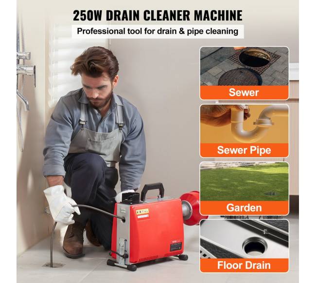 Kanalizacijos valymo mašina 20m x 16mm 250W1