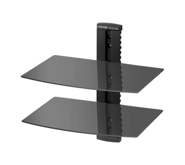 Dviejų aukštų stiklinės lentynos su laikikliu0