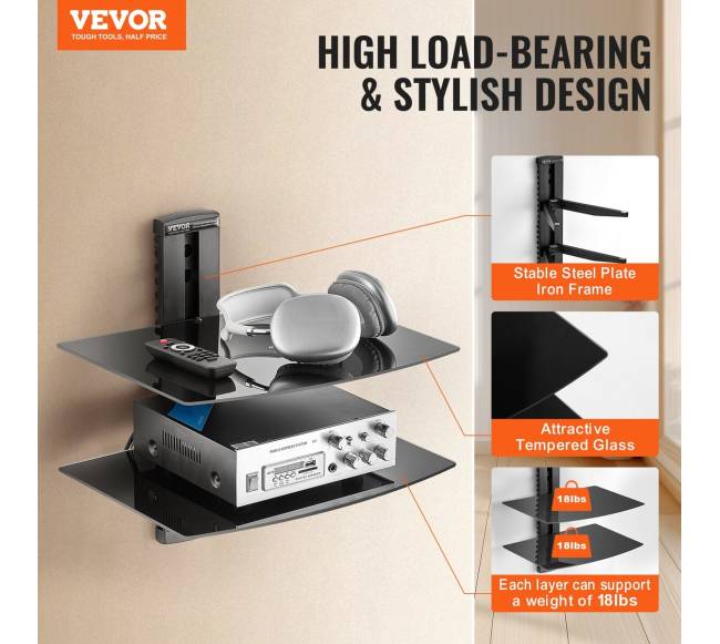 Dviejų aukštų stiklinės lentynos su laikikliu1