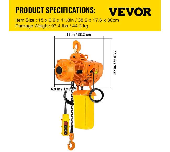 Elektrinis vienfazis grandininis keltuvas 1T, 4 m6