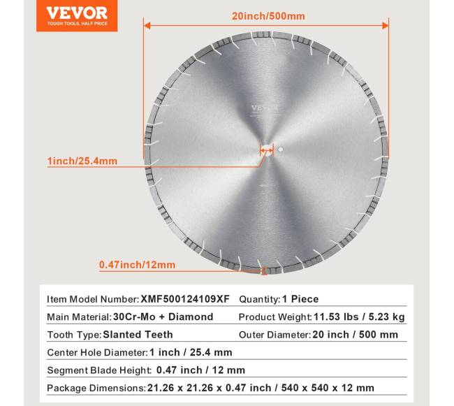 20 colių deimantinis pjovimo diskas betonui6