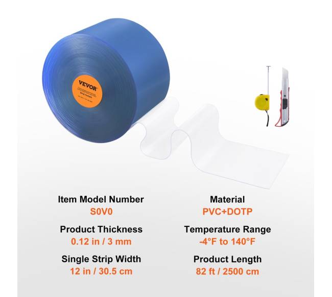 PVC juostinės durys 2500 cm x 30,5 cm vėsintuvams6