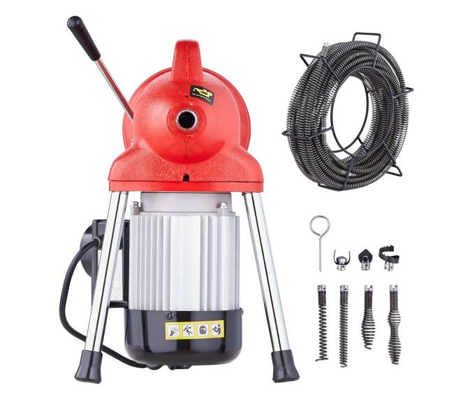 Vamzdžių valymo mašina 20m 250W gyvatės transporterio tiekimas9