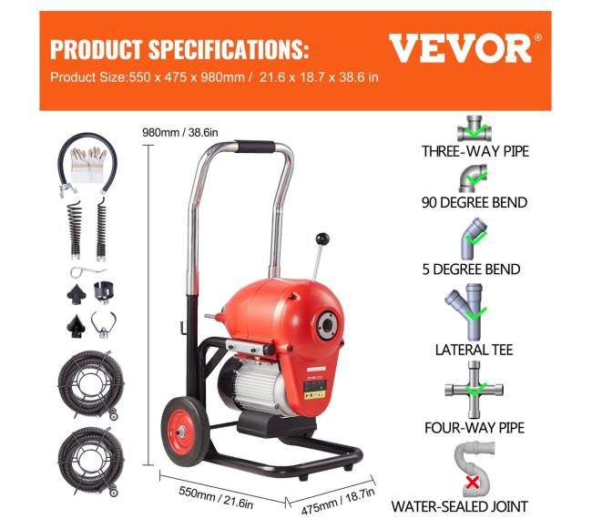 Vamzdynų valymo įrenginys, 1100W, 36,5m6