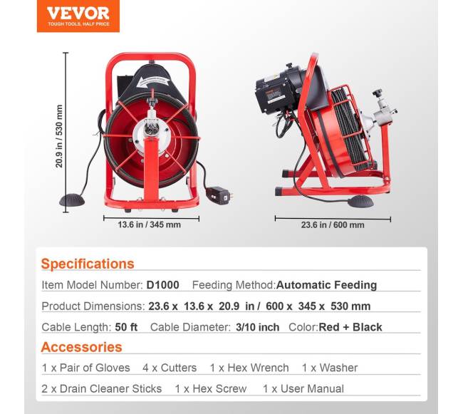 elektrinis kanalizacijos valytuvas su 15m ilgintuvu6