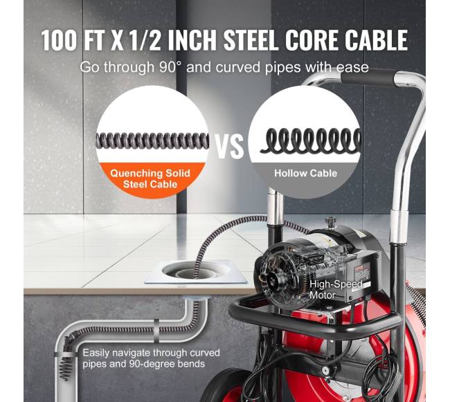 Elektrinė vamzdynų valymo mašina 100FT x 12 mm2