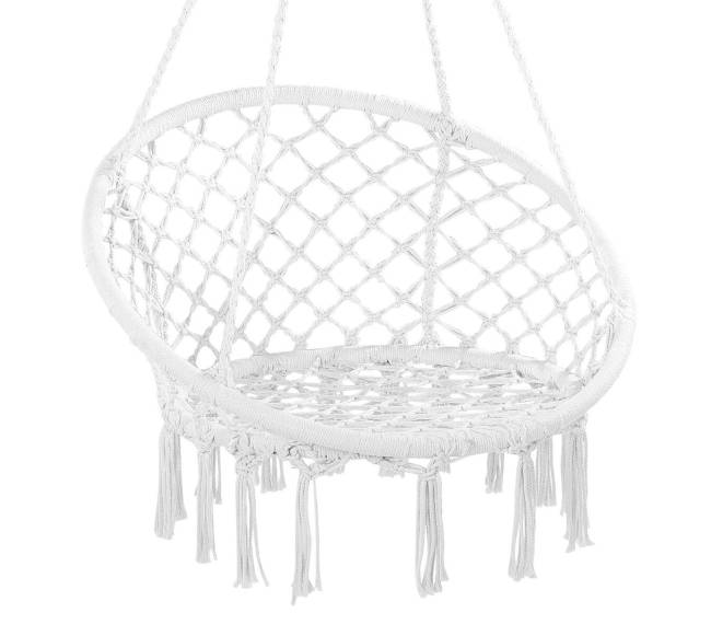 Macrame pakabinama kėdė vidaus ir lauko naudojimui0