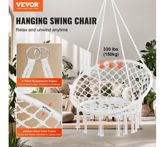 Macrame pakabinama kėdė vidaus ir lauko naudojimui1