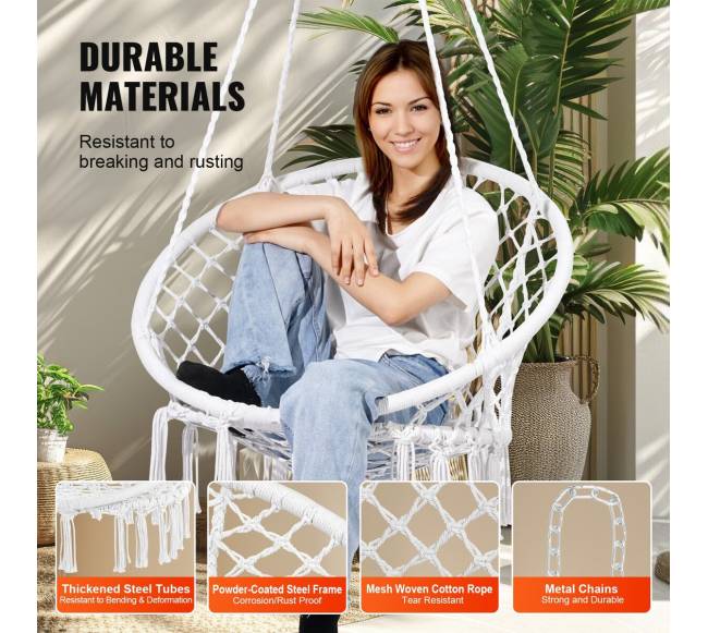 Macrame pakabinama kėdė vidaus ir lauko naudojimui2