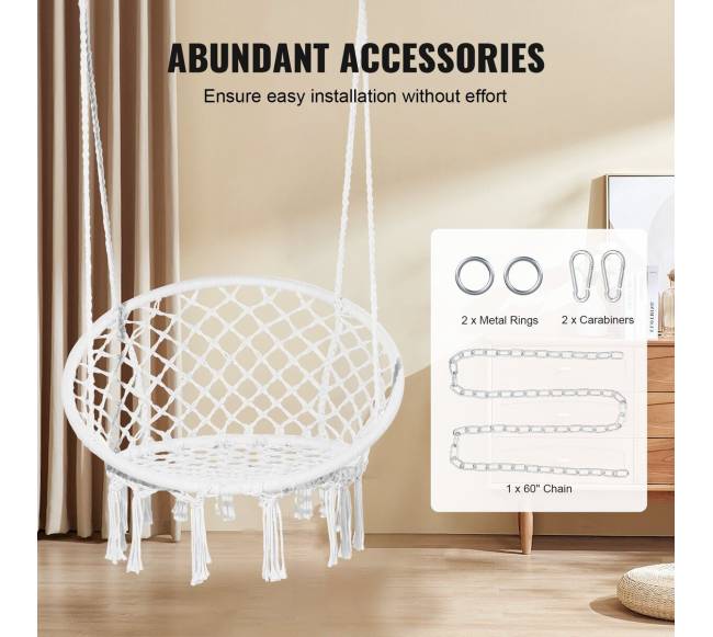 Macrame pakabinama kėdė vidaus ir lauko naudojimui3