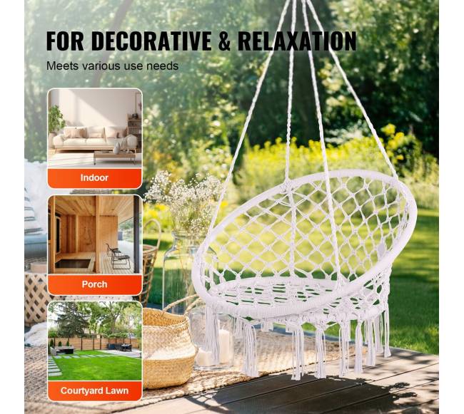 Macrame pakabinama kėdė vidaus ir lauko naudojimui5