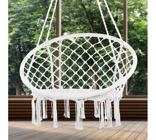 Macrame pakabinama kėdė vidaus ir lauko naudojimui7