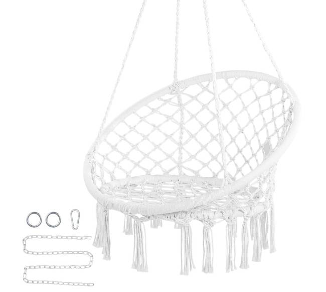 Macrame pakabinama kėdė vidaus ir lauko naudojimui8