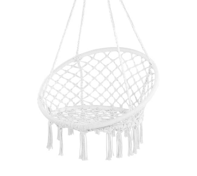 Macrame pakabinama kėdė vidaus ir lauko naudojimui9