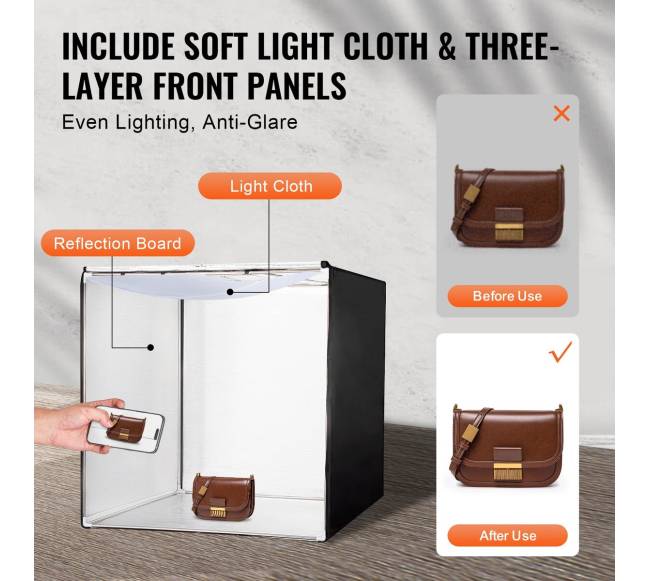 Foto studijos šviesdėžė 100 x 100 cm su LED apšvietimu4