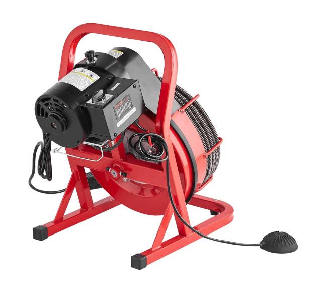 Drenažo valymo mašina su 75 pėdų ilgiu sraigtu0