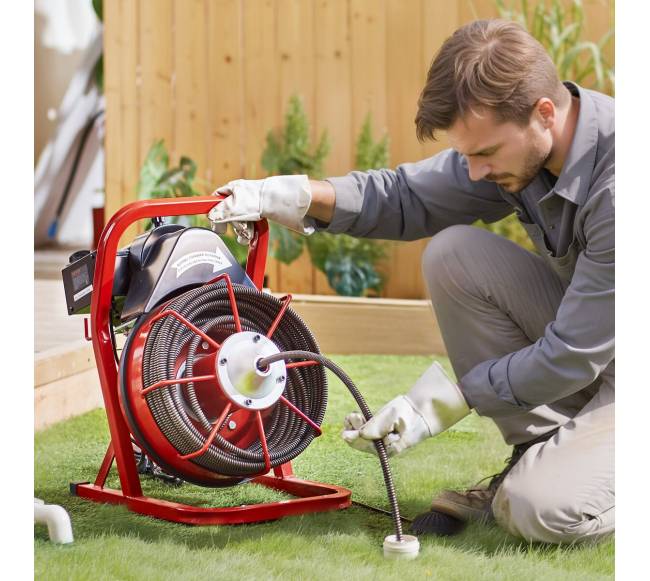 Drenažo valymo mašina su 75 pėdų ilgiu sraigtu7