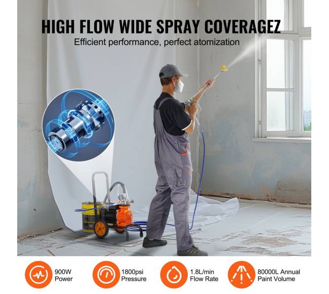 Beorinis dažų purškiklis su vežimėliu, 900W2