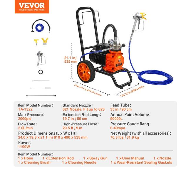 Vežimėlio beorių dažų purkštuvas 1100 W6