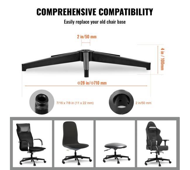 Biuro kėdės pagrindo keitimas 28 colių4