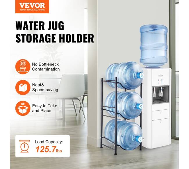 Trijų aukštų vandens butelių lentyna 3 buteliams1