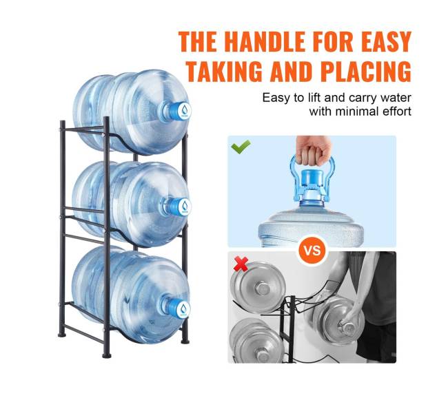 Trijų aukštų vandens butelių lentyna 3 buteliams5