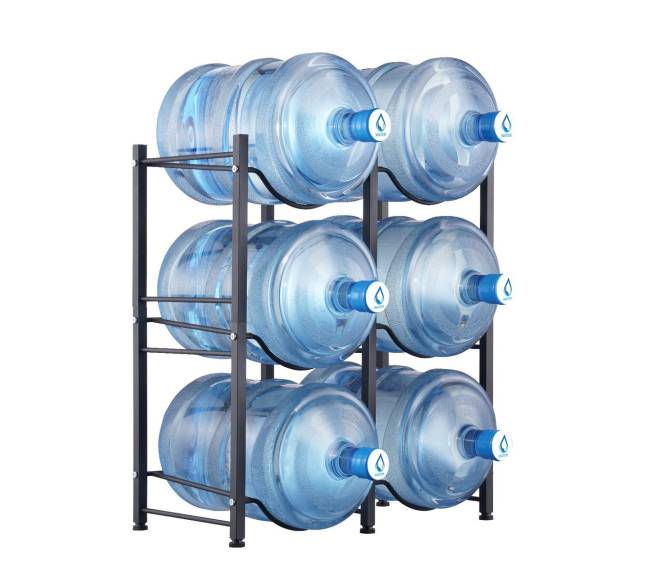 Trijų aukštų vandens butelių laikiklis 6 talpai0