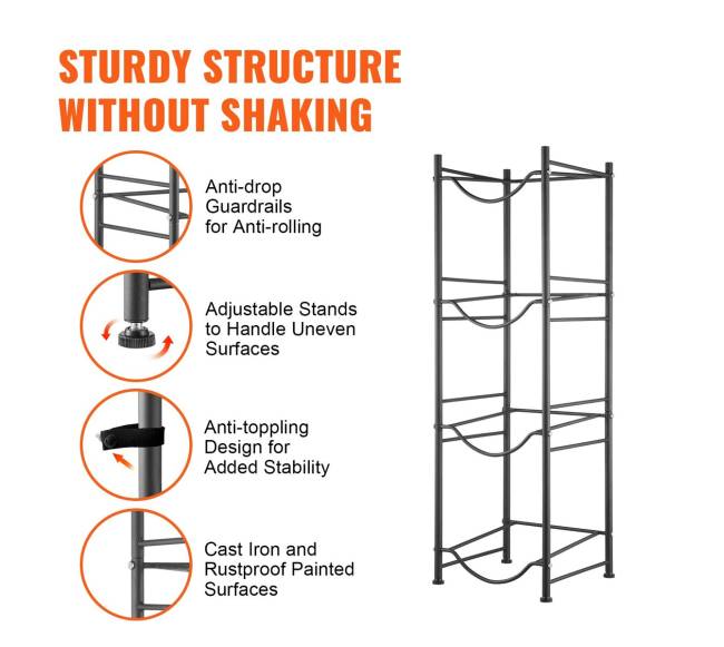 4 lygmens juodas stovinčių vandens butelių laikiklis4