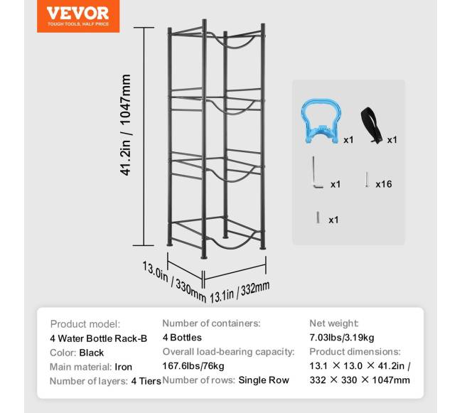 4 lygmens juodas stovinčių vandens butelių laikiklis6
