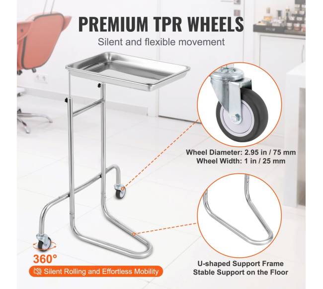 Nerūdijančio plieno laboratorinis vežimėlis su viena lentyna3
