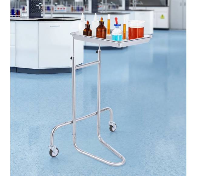 Nerūdijančio plieno laboratorinis vežimėlis su viena lentyna7