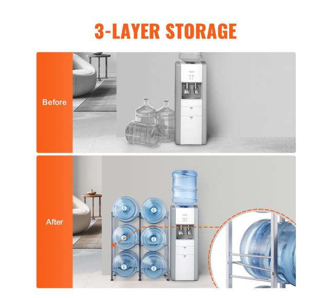 Trijų lygių vandens butelių stovas 6 buteliams2