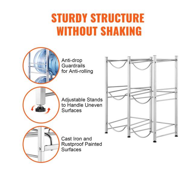 Trijų lygių vandens butelių stovas 6 buteliams4