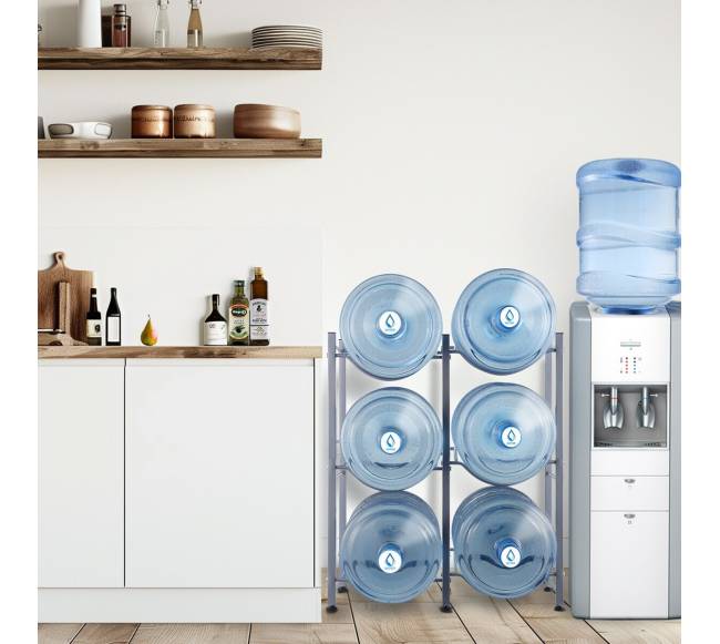 Trijų lygių vandens butelių stovas 6 buteliams7