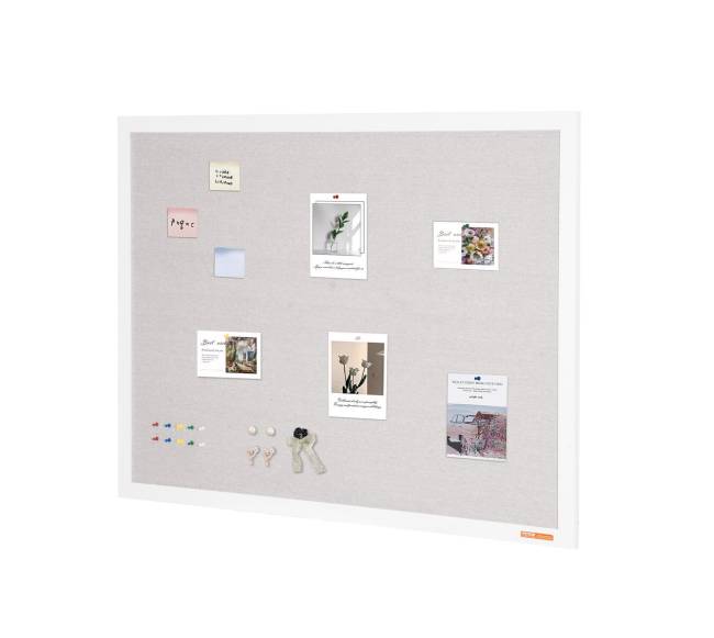 48x36 colių balta skelbimų lenta su lininiu paviršiumi0