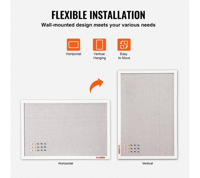 48x36 colių balta skelbimų lenta su lininiu paviršiumi3