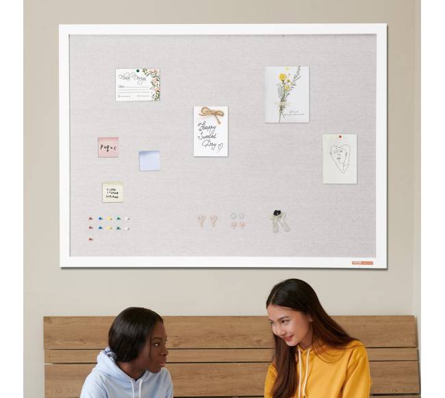 48x36 colių balta skelbimų lenta su lininiu paviršiumi7