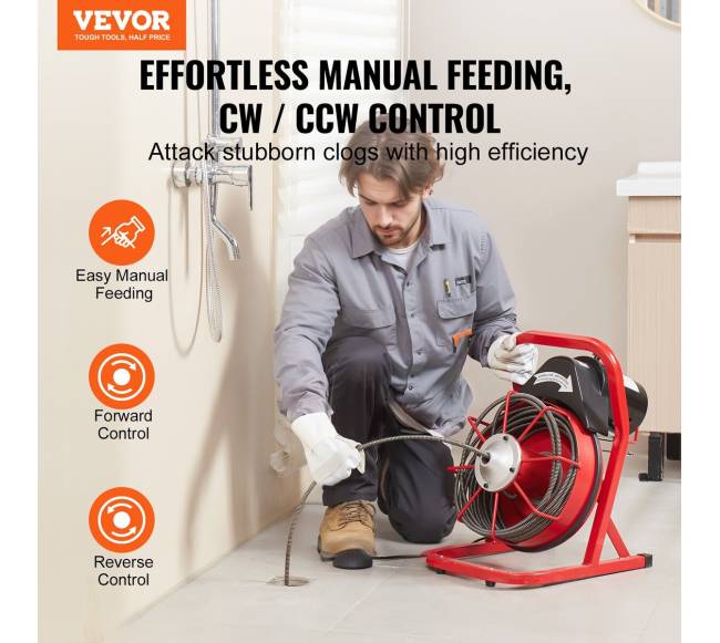 50 pėdų kanalizacijos valymo mašina su sraigtu ir 4 peiliais1