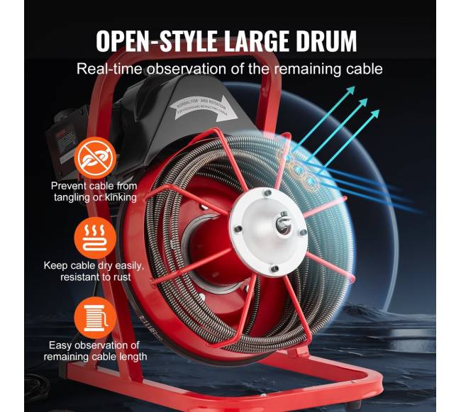 50 pėdų kanalizacijos valymo mašina su sraigtu ir 4 peiliais3