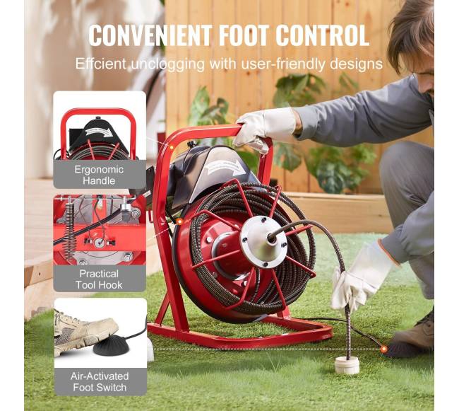 50 pėdų kanalizacijos valymo mašina su sraigtu ir 4 peiliais5