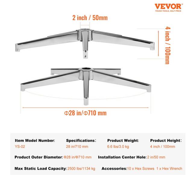 Biuro kėdės pagrindo keitimas 2500 kg6