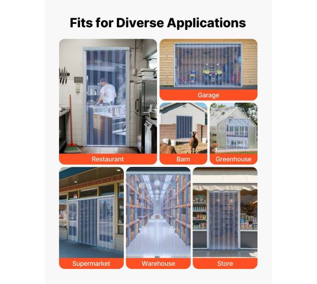 PVC juostos durų uždanga 45.72 m x 20 cm2