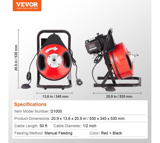 50ft ilgio kanalizacijos valiklis su 4 pjovikliais6