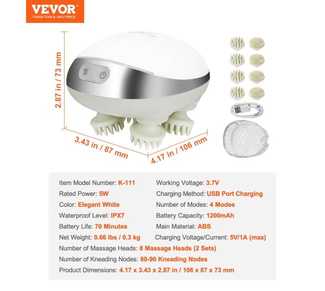 Elektrinis galvos masažuoklis su šildymu6