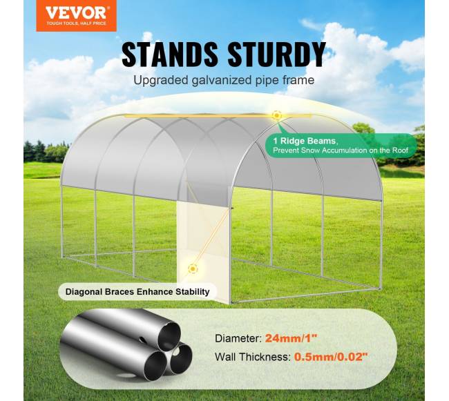 Tunelinis šiltnamis su vaikštoma erdve, 445 cm baltas1