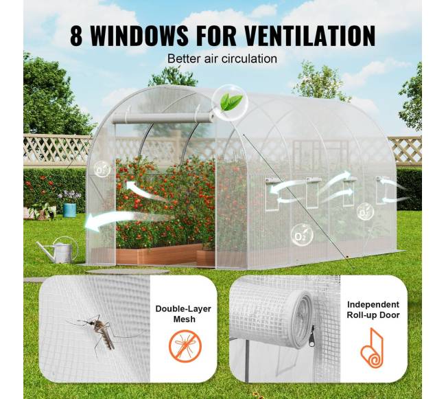 Tunelinis šiltnamis su vaikštoma erdve, 445 cm baltas5