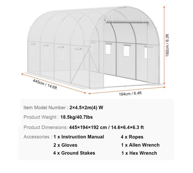 Tunelinis šiltnamis su vaikštoma erdve, 445 cm baltas6