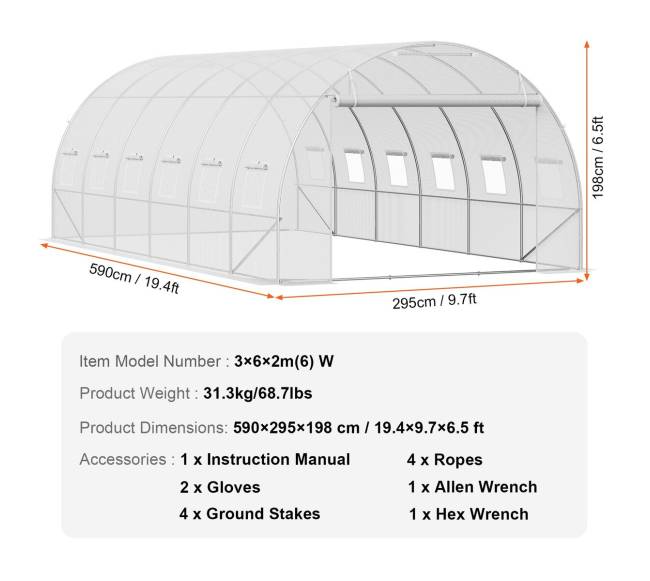 Šiltnamis su tuneliu 590x295x198 cm6
