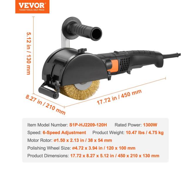 Metalo poliravimo mašina 1300W, 6 greičiai6