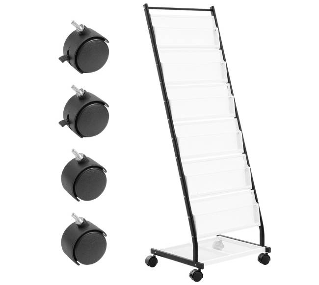 Brošiūrų stovas 6 lentynų, su ratukais8